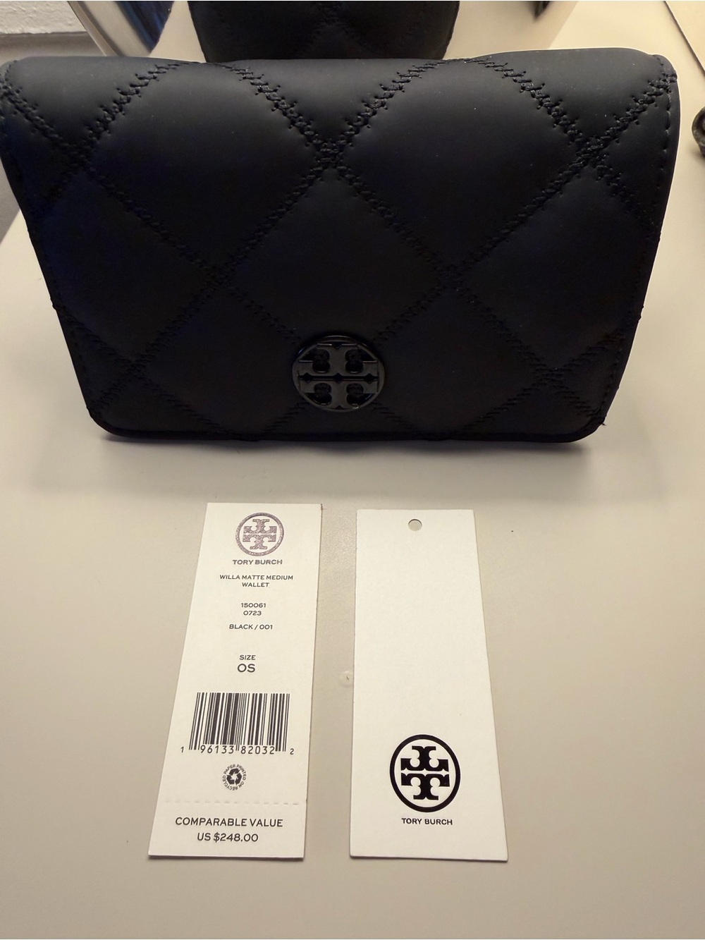 Tory Burch Black Quilted WILLA Wallet